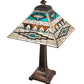 Meyda Lighting Valencia Mission 24" 2-Light Mahogany Bronze Table Lamp With Multi-Colored Shade Glass