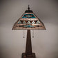 Meyda Lighting Valencia Mission 24" 2-Light Mahogany Bronze Table Lamp With Multi-Colored Stained Shade Glass