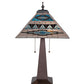 Meyda Lighting Valencia Mission 24" 2-Light Mahogany Bronze Table Lamp With Multi-Colored Stained Shade Glass