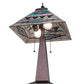 Meyda Lighting Valencia Mission 24" 2-Light Mahogany Bronze Table Lamp With Multi-Colored Stained Shade Glass