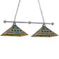 Meyda Lighting Valencia Mission 43" 2-Light Nickel Island Pendant Light With Multi-Colored Shade Glass