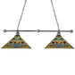 Meyda Lighting Valencia Mission 43" 2-Light Nickel Island Pendant Light With Multi-Colored Shade Glass