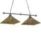 Meyda Lighting Valencia Mission 43" 2-Light Nickel Island Pendant Light With Multi-Colored Shade Glass
