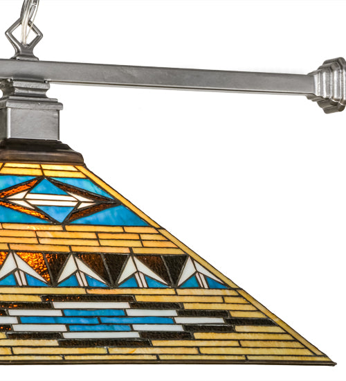 Meyda Lighting Valencia Mission 43" 2-Light Nickel Island Pendant Light With Multi-Colored Shade Glass