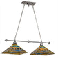 Meyda Lighting Valencia Mission 43" 2-Light Nickel Island Pendant Light With Multi-Colored Shade Glass