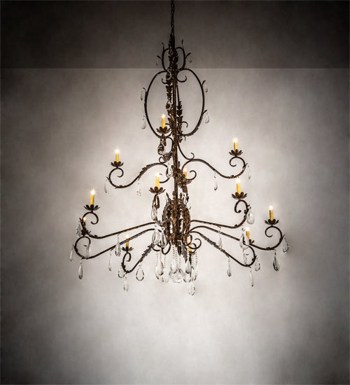 Meyda Lighting Valentina 56" 12-Light Oxide Bronze Chandelier With Ivory Faux Candlelight
