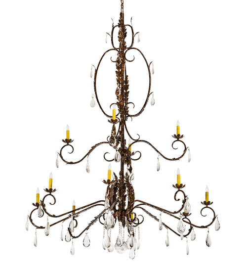Meyda Lighting Valentina 56" 12-Light Oxide Bronze Chandelier With Ivory Faux Candlelight