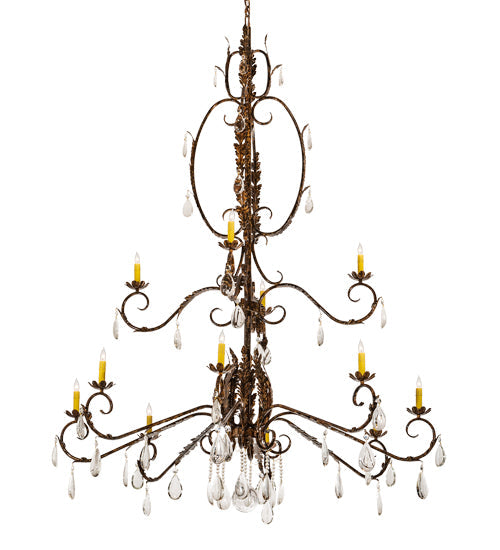 Meyda Lighting Valentina 56" 12-Light Oxide Bronze Chandelier With Ivory Faux Candlelight