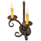 Meyda Lighting Valetta 10" 2-Light Gilded Tobacco Wall Sconce With Amber Faux Candlelight