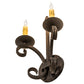 Meyda Lighting Valetta 10" 2-Light Gilded Tobacco Wall Sconce With Amber Faux Candlelight