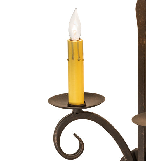 Meyda Lighting Valetta 10" 2-Light Gilded Tobacco Wall Sconce With Amber Faux Candlelight