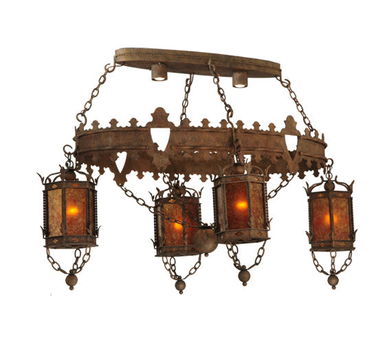 Meyda Lighting Valhalla 58" 6-Light Roccoco Chandelier With Amber Mica Shade Glass
