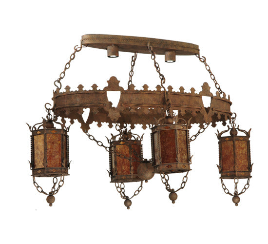 Meyda Lighting Valhalla 58" 6-Light Roccoco Chandelier With Amber Mica Shade Glass