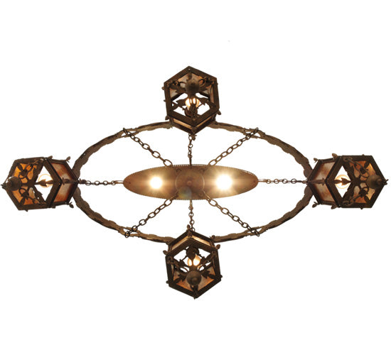 Meyda Lighting Valhalla 58" 6-Light Roccoco Chandelier With Amber Mica Shade Glass
