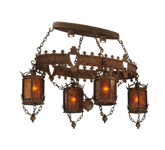 Meyda Lighting Valhalla 58" 6-Light Roccoco Chandelier With Amber Mica Shade Glass