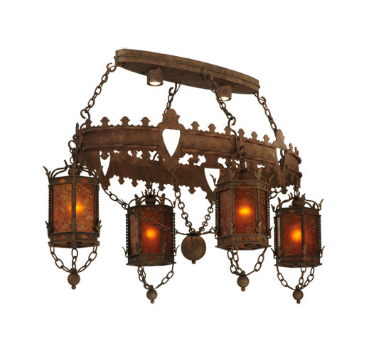 Meyda Lighting Valhalla 58" 6-Light Roccoco Chandelier With Amber Mica Shade Glass