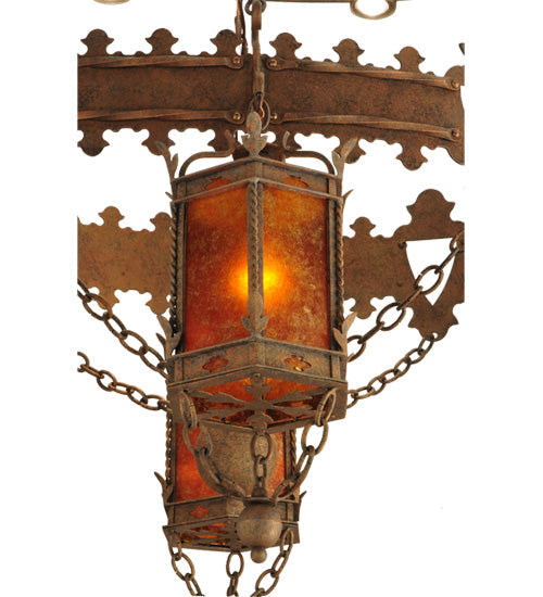 Meyda Lighting Valhalla 58" 6-Light Roccoco Chandelier With Amber Mica Shade Glass