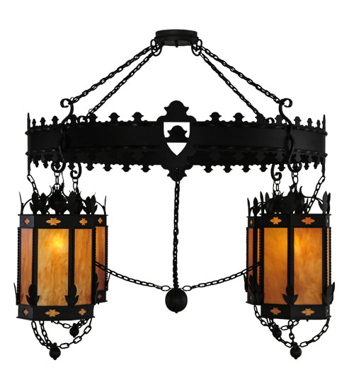 Meyda Lighting Valhalla 73" 4-Light Blackwash Chandelier With Ambra Siena Idalight Shade