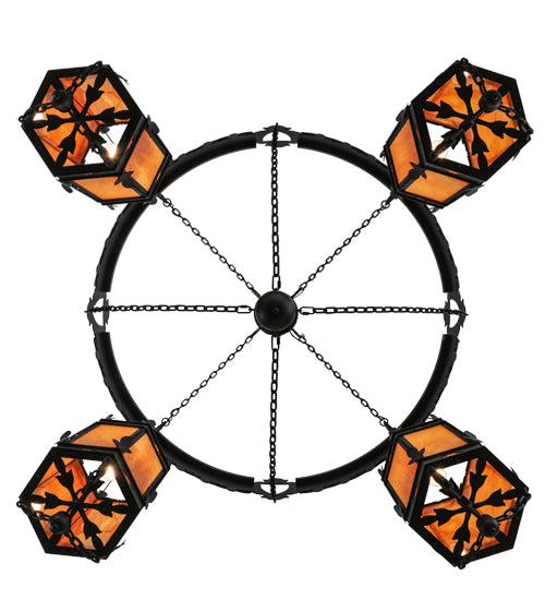 Meyda Lighting Valhalla 73" 4-Light Blackwash Chandelier With Ambra Siena Idalight Shade
