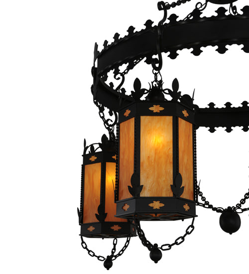 Meyda Lighting Valhalla 73" 4-Light Blackwash Chandelier With Ambra Siena Idalight Shade