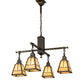 Meyda Lighting Valley View 30" 4-Light Antique Brass Mission Pendant Light With Beige Iridescent Shade Glass