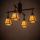 Meyda Lighting Valley View 30" 4-Light Antique Brass Mission Pendant Light With Beige Iridescent Shade Glass