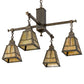 Meyda Lighting Valley View 30" 4-Light Antique Brass Mission Pendant Light With Beige Iridescent Shade Glass