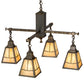 Meyda Lighting Valley View 30" 4-Light Antique Brass Mission Pendant Light With Beige Iridescent Shade Glass