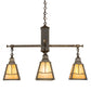 Meyda Lighting Valley View 30" 4-Light Antique Brass Mission Pendant Light With Beige Iridescent Shade Glass