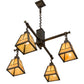Meyda Lighting Valley View 30" 4-Light Antique Brass Mission Pendant Light With Beige Iridescent Shade Glass