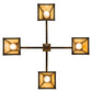 Meyda Lighting Valley View 30" 4-Light Antique Brass Mission Pendant Light With Beige Iridescent Shade Glass