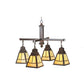 Meyda Lighting Valley View 30" 4-Light Mahogany Bronze Mission Chandelier With Beige Shade Glass