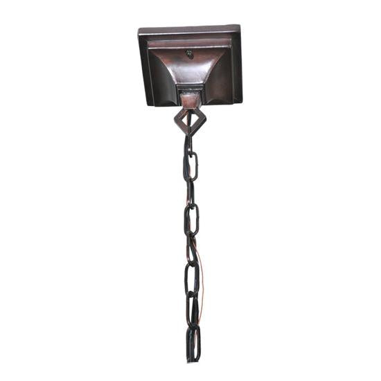 Meyda Lighting Valley View 30" 4-Light Mahogany Bronze Mission Chandelier With Beige Shade Glass