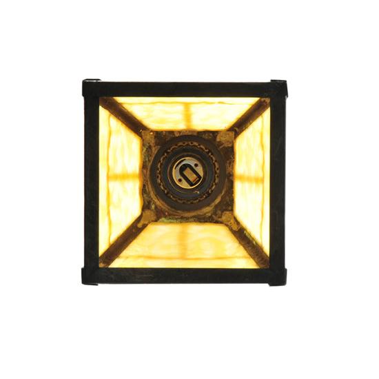Meyda Lighting Valley View 30" 4-Light Mahogany Bronze Mission Chandelier With Beige Shade Glass