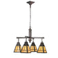 Meyda Lighting Valley View 30" 4-Light Mahogany Bronze Mission Chandelier With Beige Shade Glass