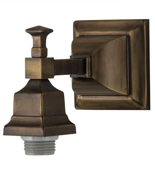 Meyda Lighting Valley View 6" Antique Brass Mission Wall Sconce With Beige Iridescent Shade Glass
