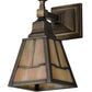 Meyda Lighting Valley View 6" Antique Brass Mission Wall Sconce With Beige Iridescent Shade Glass