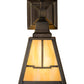 Meyda Lighting Valley View 6" Antique Brass Mission Wall Sconce With Beige Iridescent Shade Glass
