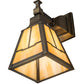 Meyda Lighting Valley View 6" Antique Brass Mission Wall Sconce With Beige Iridescent Shade Glass