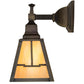 Meyda Lighting Valley View 6" Antique Brass Mission Wall Sconce With Beige Iridescent Shade Glass