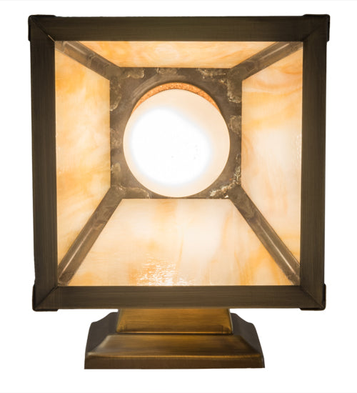 Meyda Lighting Valley View 6" Antique Brass Mission Wall Sconce With Beige Iridescent Shade Glass
