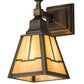 Meyda Lighting Valley View 6" Antique Brass Mission Wall Sconce With Beige Iridescent Shade Glass