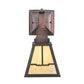 Meyda Lighting Valley View 6" Craftsman Brown on Brass Wall Sconce With Beige Shade Glass