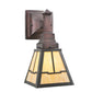 Meyda Lighting Valley View 6" Craftsman Brown on Brass Wall Sconce With Beige Shade Glass