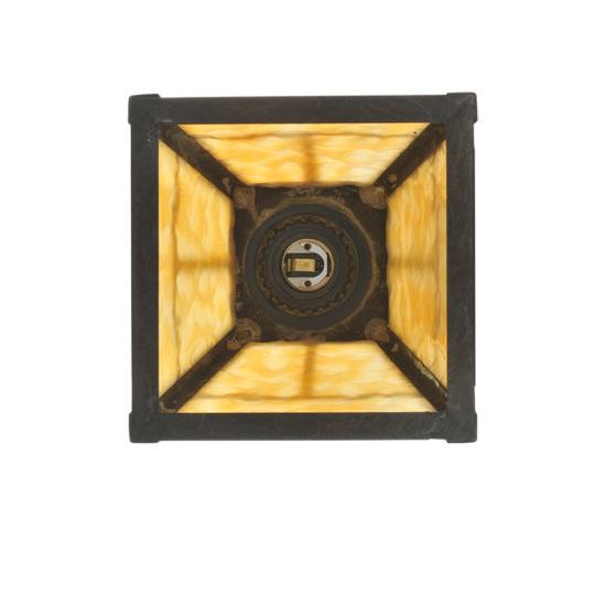 Meyda Lighting Valley View 6" Craftsman Brown on Brass Wall Sconce With Beige Shade Glass
