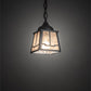Meyda Lighting Valley View 6"Sq Gun Metal Gray Mini Pendant Light With Silver Mica Shade Glass