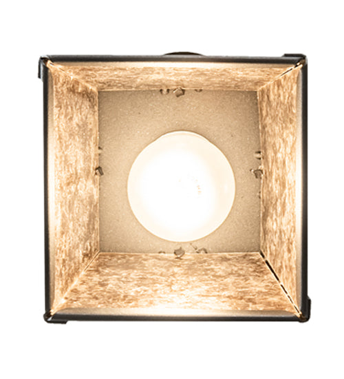 Meyda Lighting Valley View 6"Sq Gun Metal Gray Mini Pendant Light With Silver Mica Shade Glass