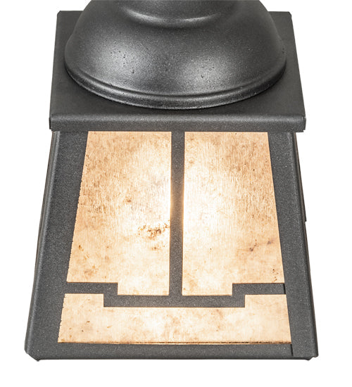 Meyda Lighting Valley View 6"Sq Gun Metal Gray Mini Pendant Light With Silver Mica Shade Glass