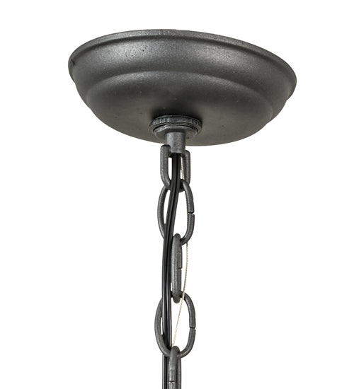 Meyda Lighting Valley View 6"Sq Gun Metal Gray Mini Pendant Light With Silver Mica Shade Glass