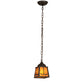Meyda Lighting Valley View 6"Sq Oil Rubbed Bronze Mini Pendant Light With Amber Mica Shade Glass
